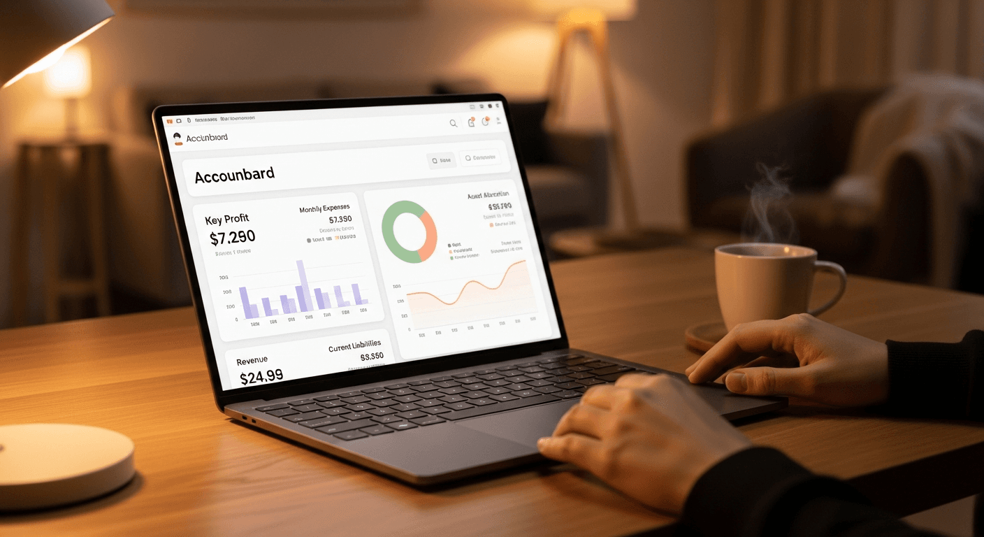 Interface Indy sur écran d'ordinateur portable, bureau de travail féminin clair